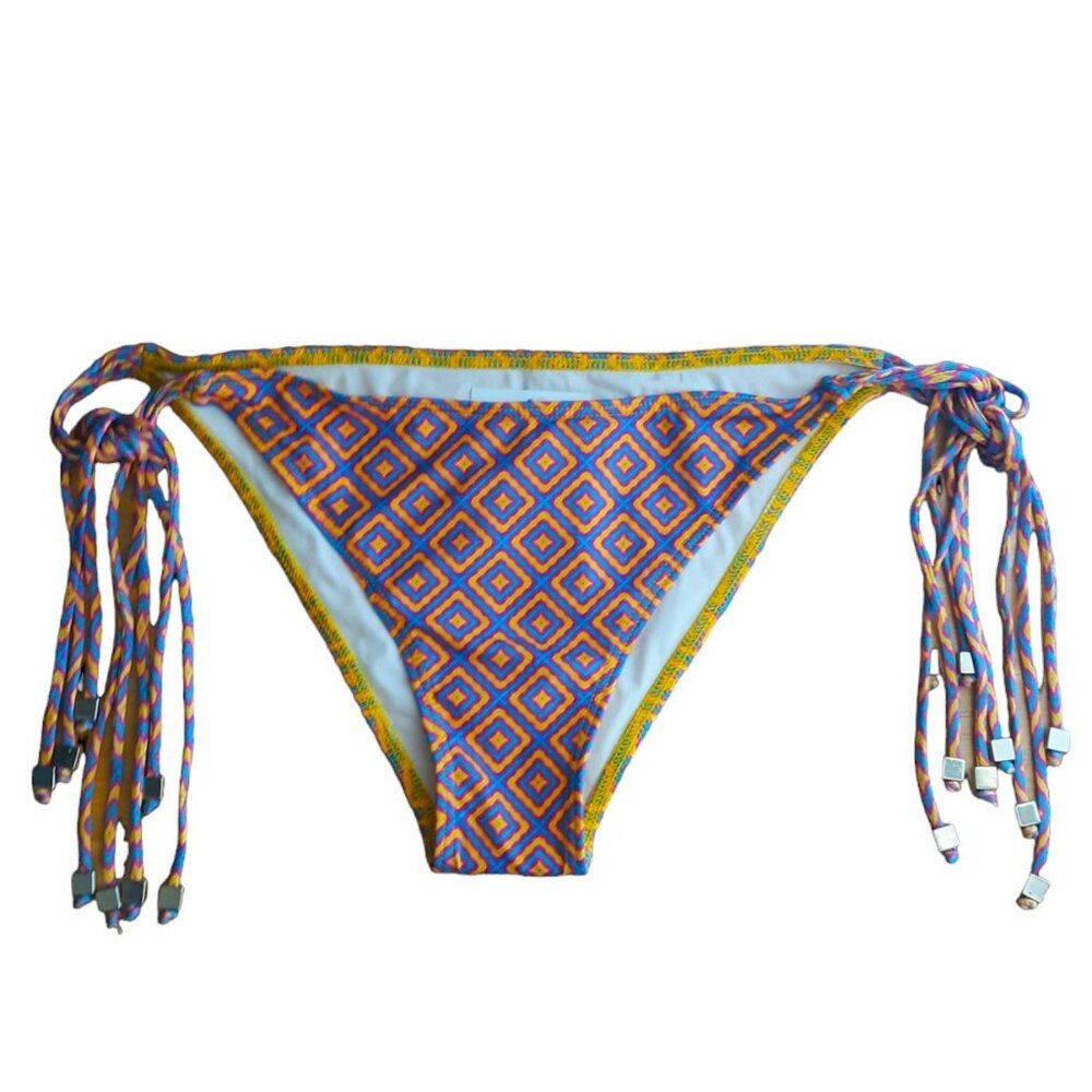 KORAL Bikini Bottoms Boho Beaded Waist Tie Fringe SALE